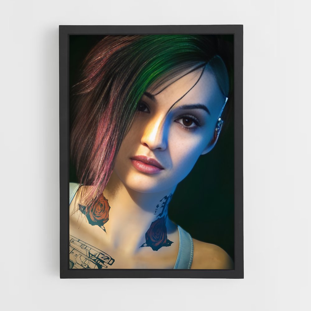 Poster Judy sommeille – affiche Cyberpunk (vue 2)